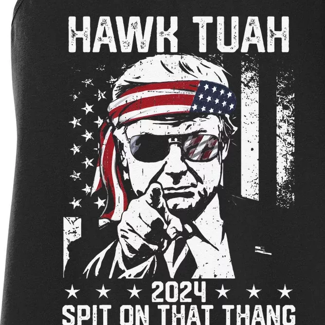 Donal Trump Funny Hawk Tush Spit On That Thang Gift Women's Racerback Tank