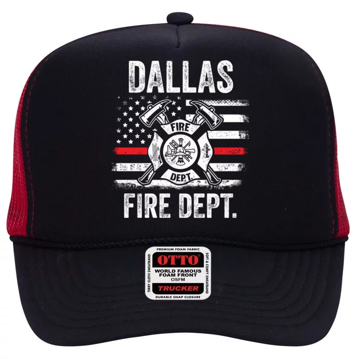 Dallas Texas Fire Departt Thin Red Line Fire Cool Gift High Crown Mesh Trucker Hat