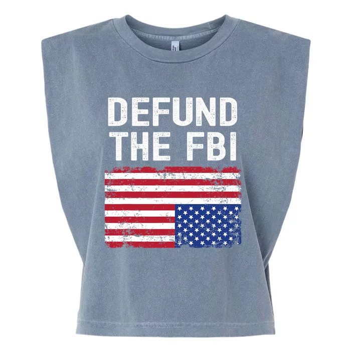 Defund The FBI American Flag Garment-Dyed Women's Muscle Tee