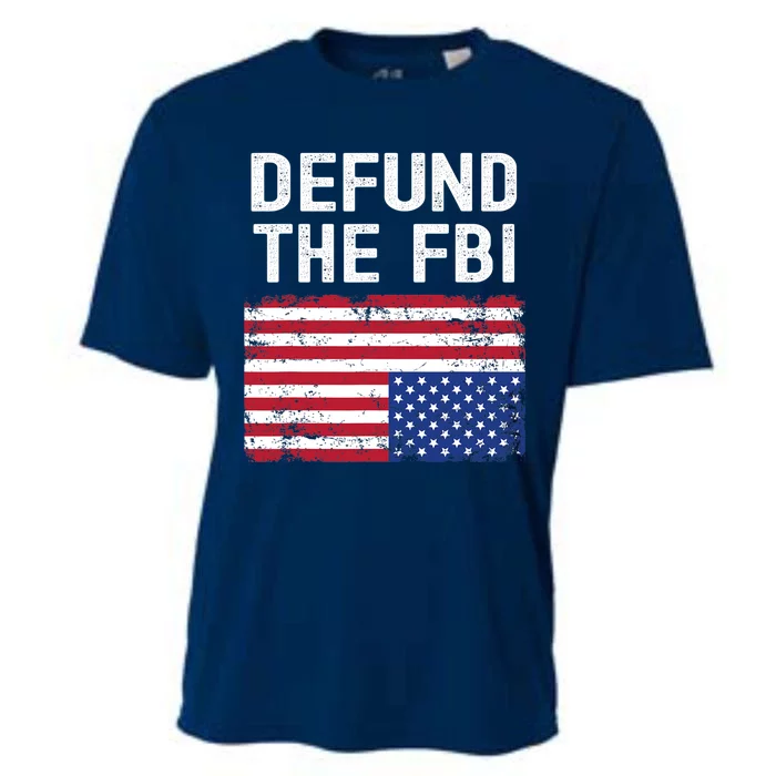 Defund The FBI American Flag Cooling Performance Crew T-Shirt