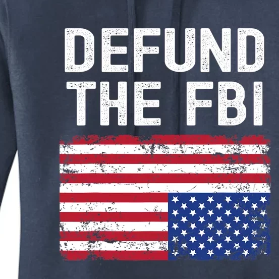 Defund The FBI American Flag Women's Pullover Hoodie