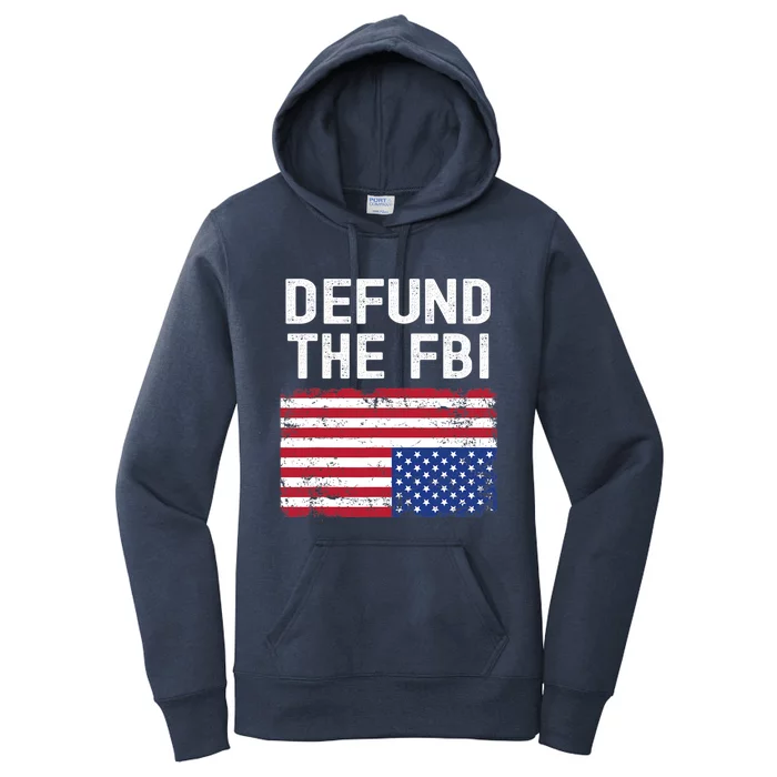 Defund The FBI American Flag Women's Pullover Hoodie