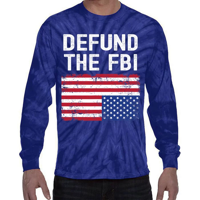 Defund The FBI American Flag Tie-Dye Long Sleeve Shirt