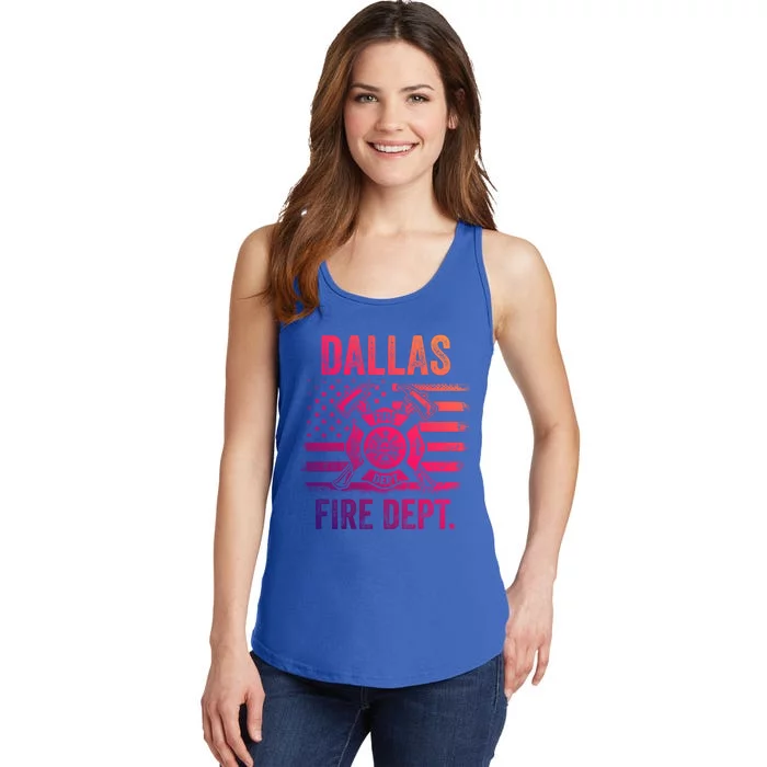 Dallas Texas Fire Departt Thin Red Line Fire Gift Ladies Essential Tank