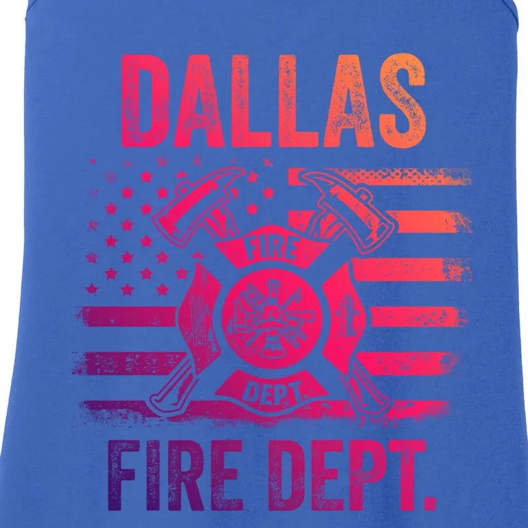 Dallas Texas Fire Departt Thin Red Line Fire Gift Ladies Essential Tank