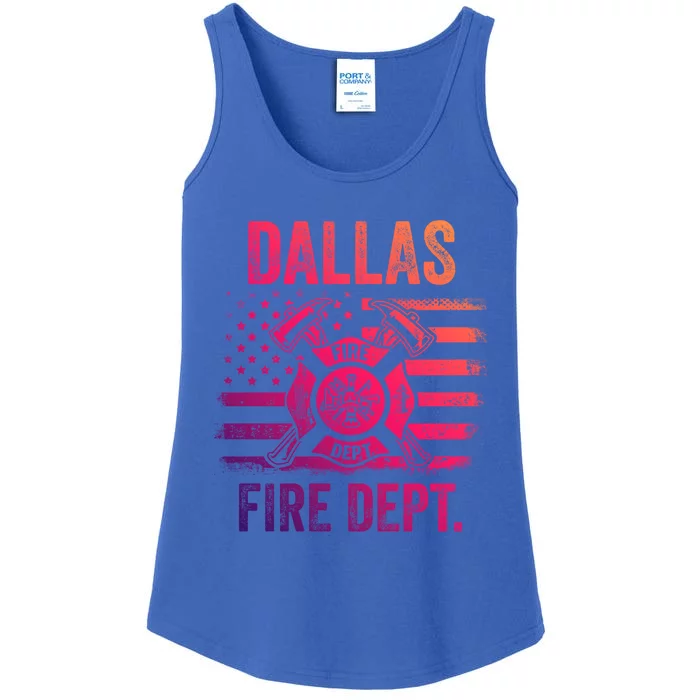 Dallas Texas Fire Departt Thin Red Line Fire Gift Ladies Essential Tank