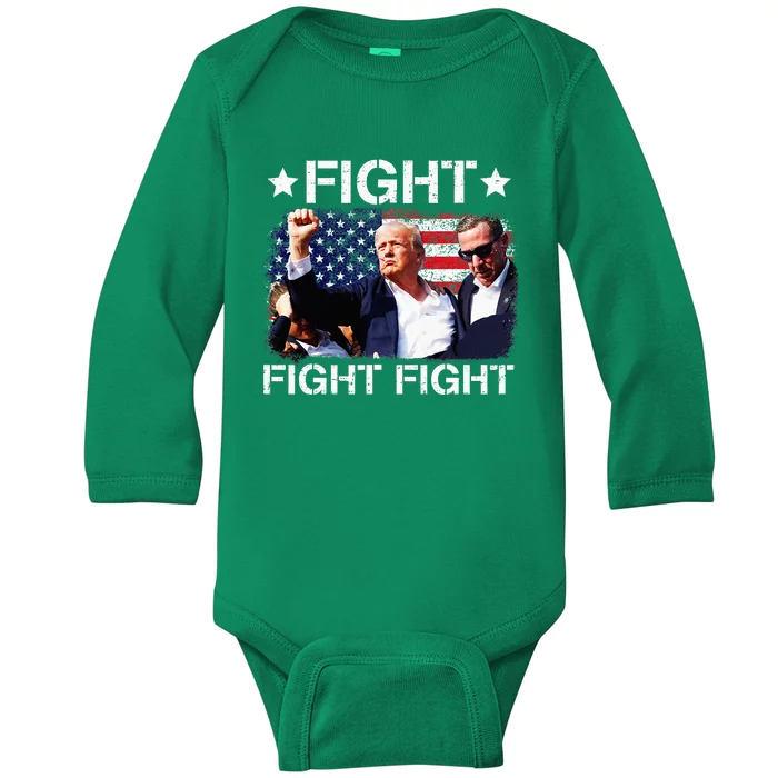 Donald Trump Fight Fist 2024 Baby Long Sleeve Bodysuit