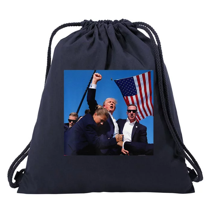 Donald Trump Fight Fist 2024 Raglan Baseball Drawstring Bag