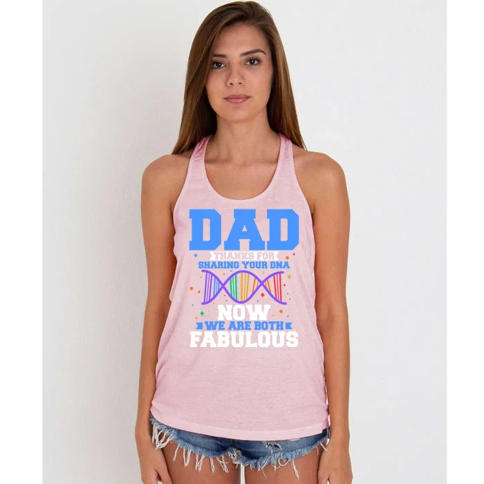 Dad Thanks For Sharing Your Dna Fathers Day Fatherhood Funny Gift Women's Knotted Racerback Tank