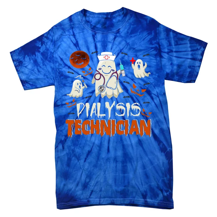 Dialysis Technician Funny Boo Ghost Nurse Squad Halloween Cute Gift Tie-Dye T-Shirt