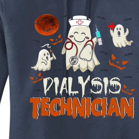 Dialysis Technician Funny Boo Ghost Nurse Squad Halloween Cute Gift Women's Pullover Hoodie