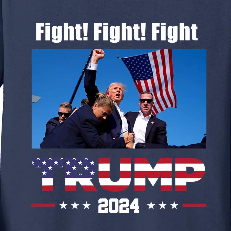 Donald Trump Fight Fighting Fighters Supporters Americans Kids Long Sleeve Shirt