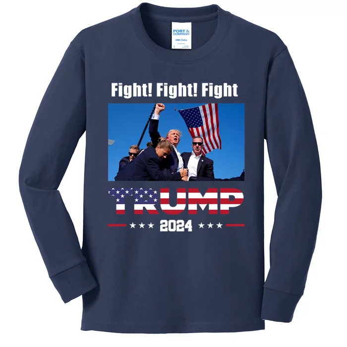 Donald Trump Fight Fighting Fighters Supporters Americans Kids Long Sleeve Shirt