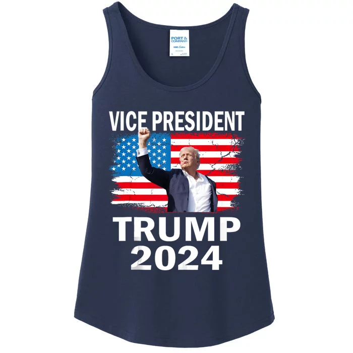 Donald Trump Fist Pump Shot At Trump 2024 Vice President Donald Trump Ladies Essential Tank