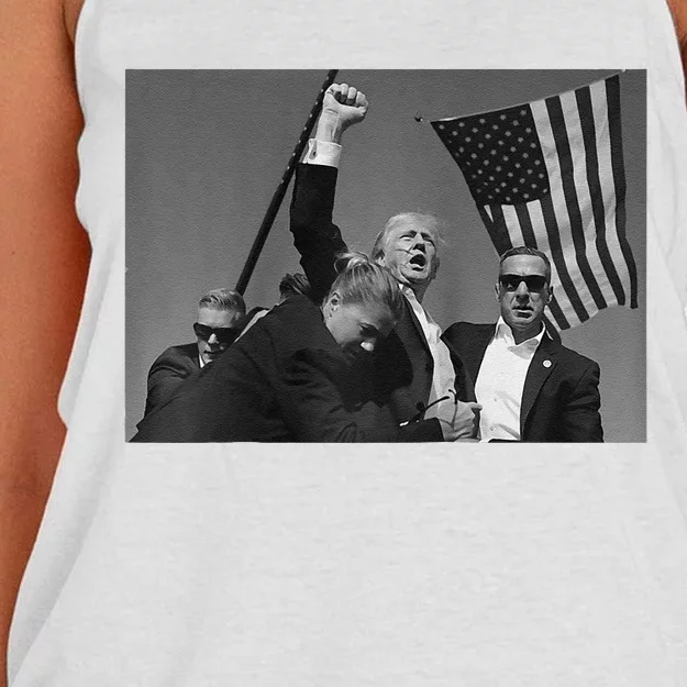 Donald Trump Fist Pump Raglan Baseball Women's Knotted Racerback Tank