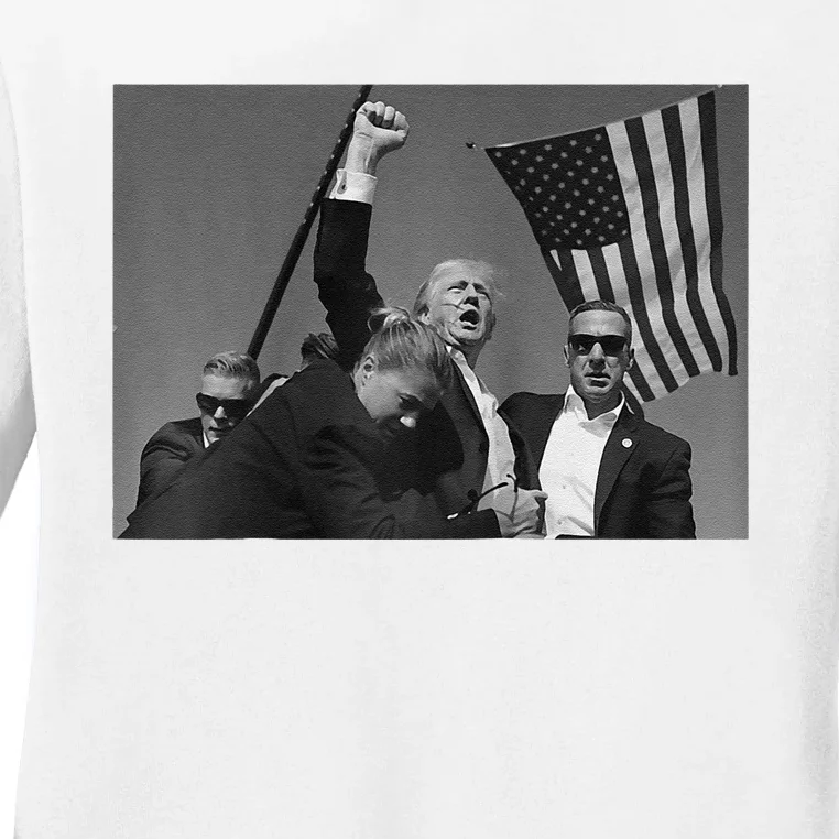 Donald Trump Fist Pump Raglan Baseball Ladies Long Sleeve Shirt