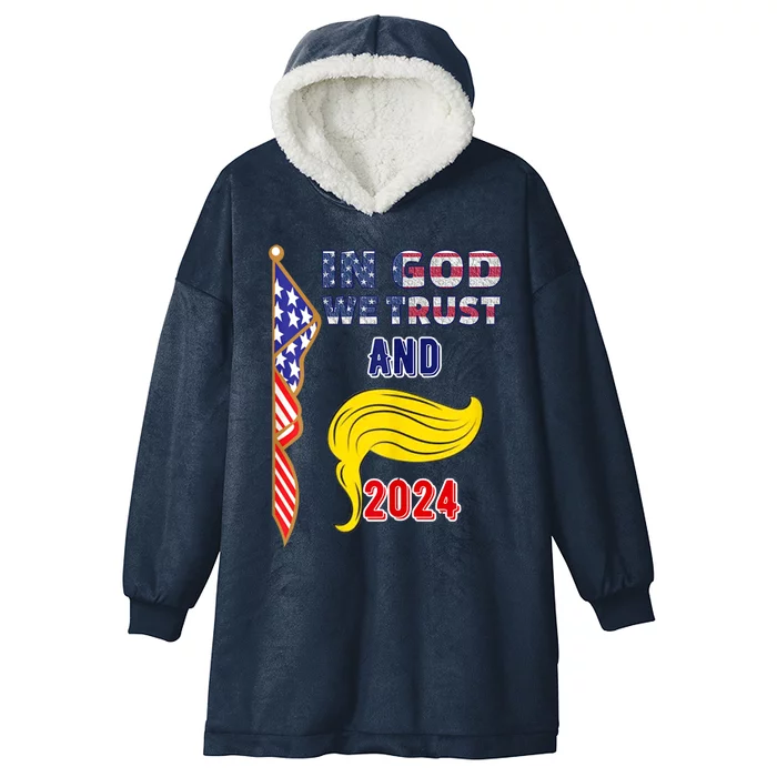 Donald Trump For President 2024 American Flag Hooded Wearable Blanket