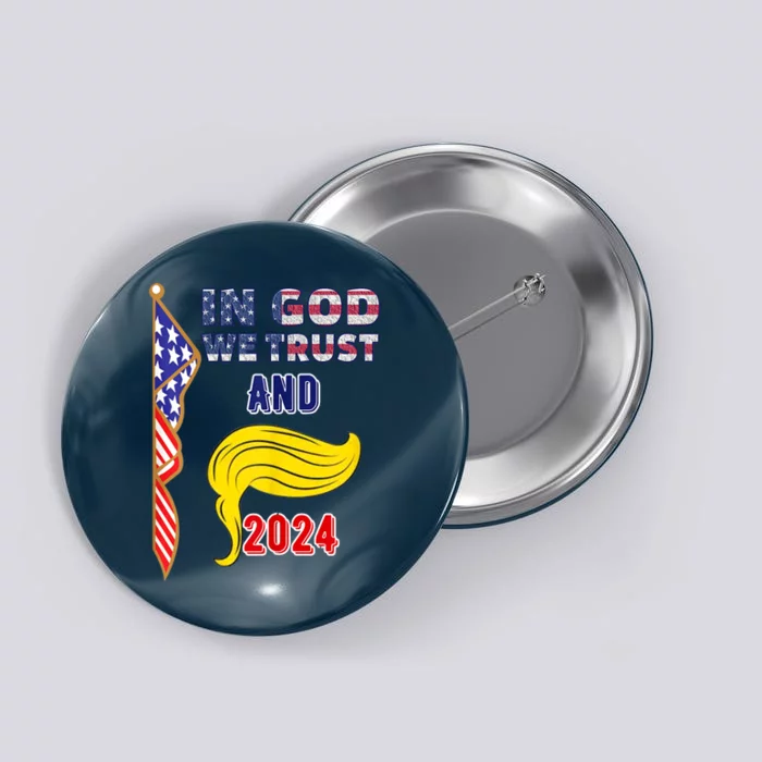 Donald Trump For President 2024 American Flag Button