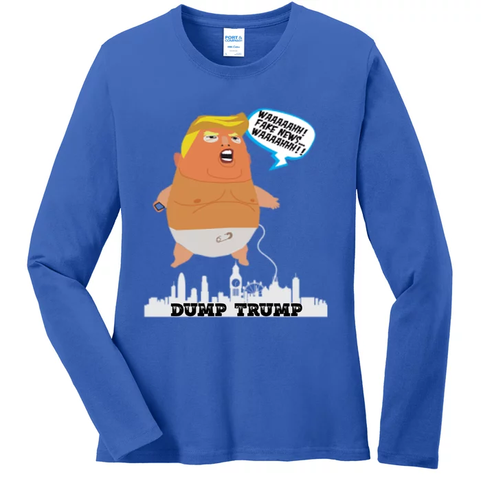 Dump Trump Fake News Gift Ladies Long Sleeve Shirt