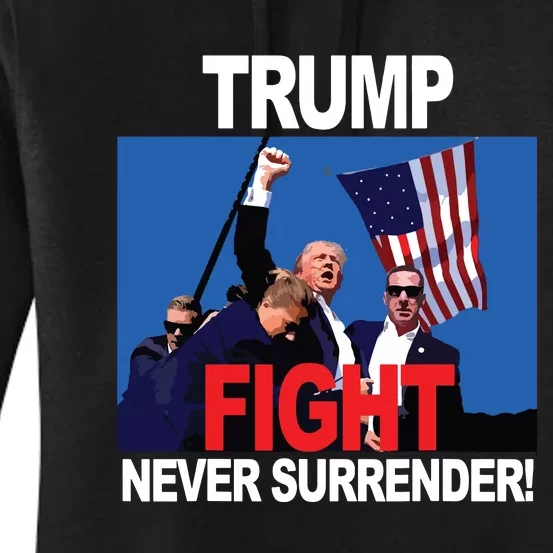 Donald Trump Fist American Flag Trump Fight Women's Pullover Hoodie