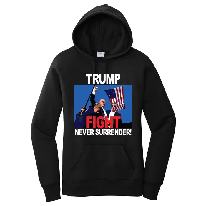 Donald Trump Fist American Flag Trump Fight Women's Pullover Hoodie