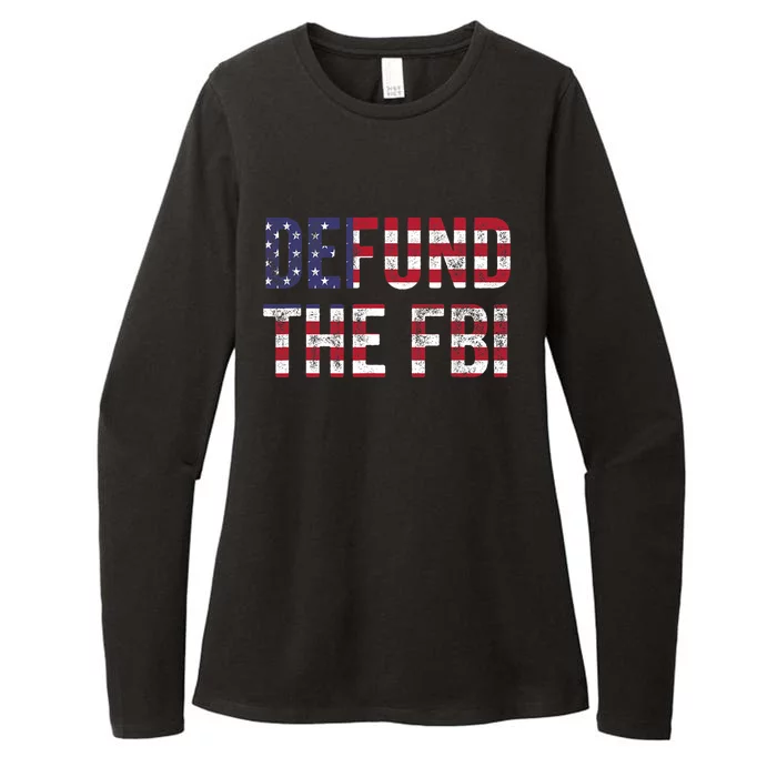 Defund The FBI American Flag Republican Womens CVC Long Sleeve Shirt