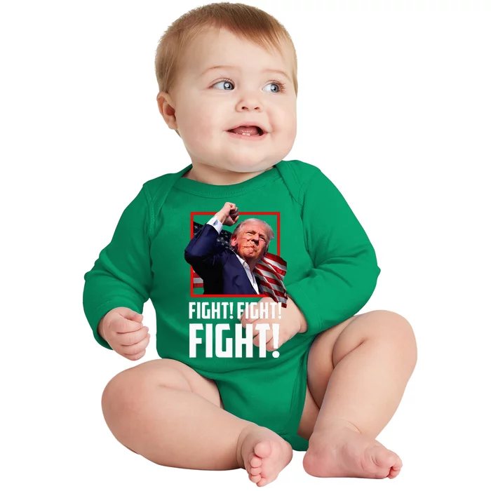 Donald Trump Fight Fighting Fighters Supporters Americans Baby Long Sleeve Bodysuit