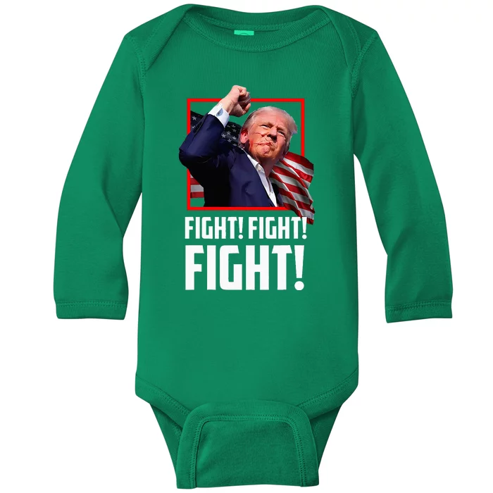 Donald Trump Fight Fighting Fighters Supporters Americans Baby Long Sleeve Bodysuit