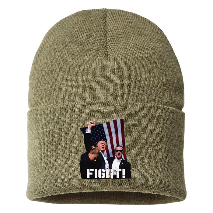 Donald Trump Fight Fighting Fighters Supporters Americans Sustainable Knit Beanie