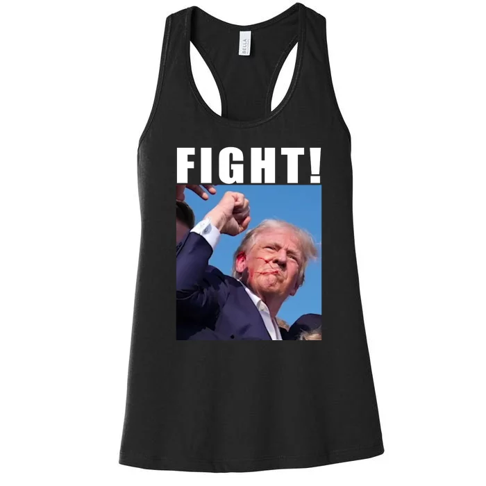 Donald Trump Fight! Trump Shot Trump Rally 7 13 2024 Women's Racerback Tank