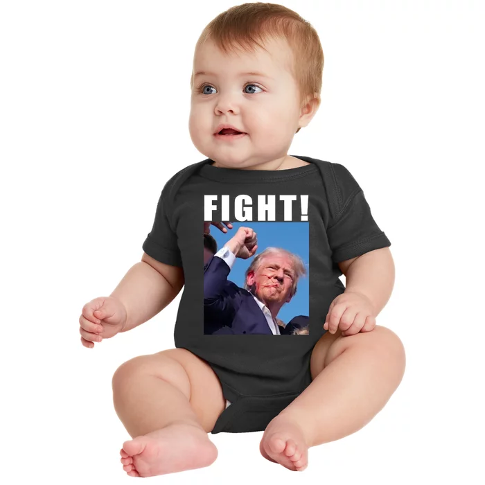 Donald Trump Fight! Trump Shot Trump Rally 7 13 2024 Baby Bodysuit