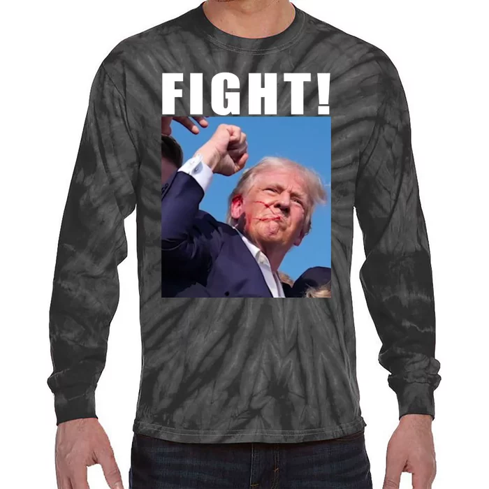 Donald Trump Fight! Trump Shot Trump Rally 7 13 2024 Tie-Dye Long Sleeve Shirt