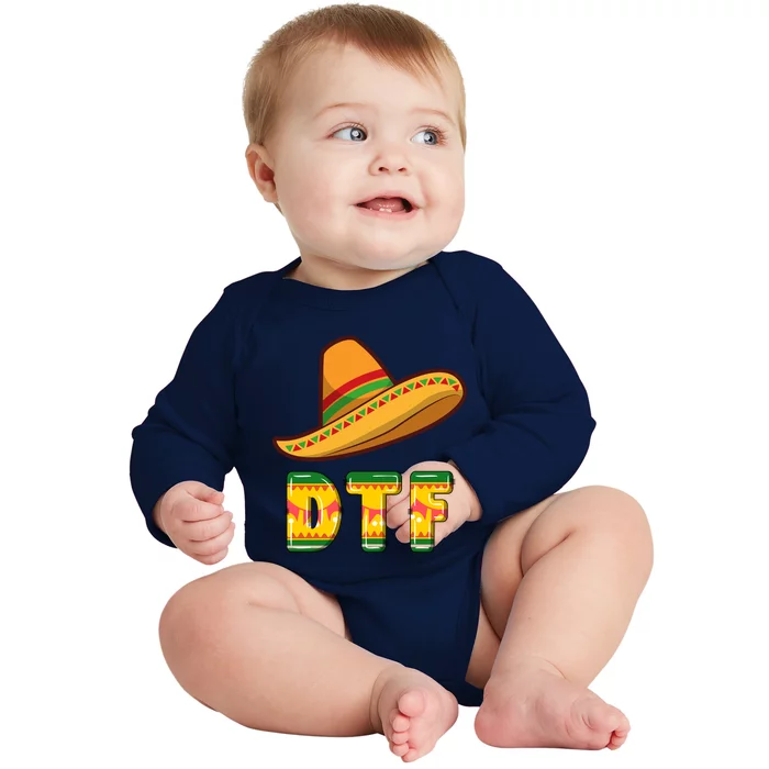 Down To Fiesta Funny Mexican Party Funny Cinco De Mayo Baby Long Sleeve Bodysuit