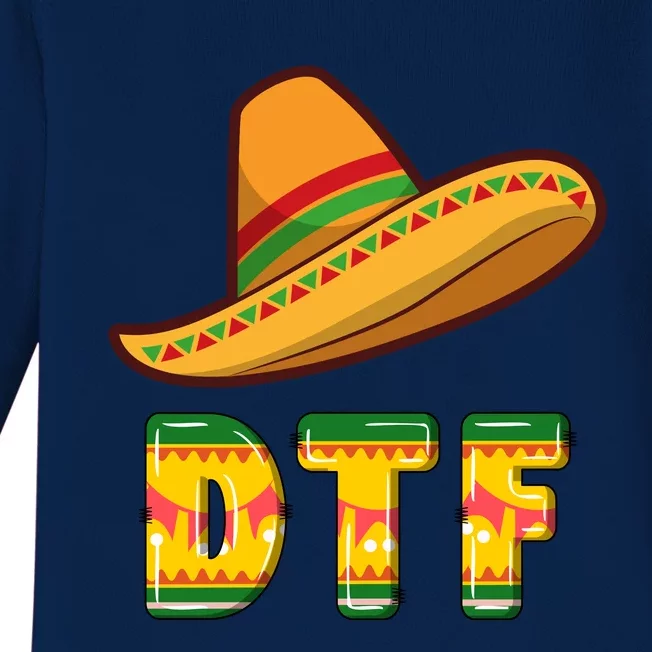 Down To Fiesta Funny Mexican Party Funny Cinco De Mayo Baby Long Sleeve Bodysuit