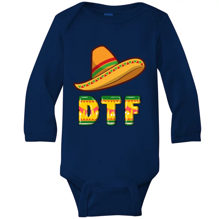 Down To Fiesta Funny Mexican Party Funny Cinco De Mayo Baby Long Sleeve Bodysuit