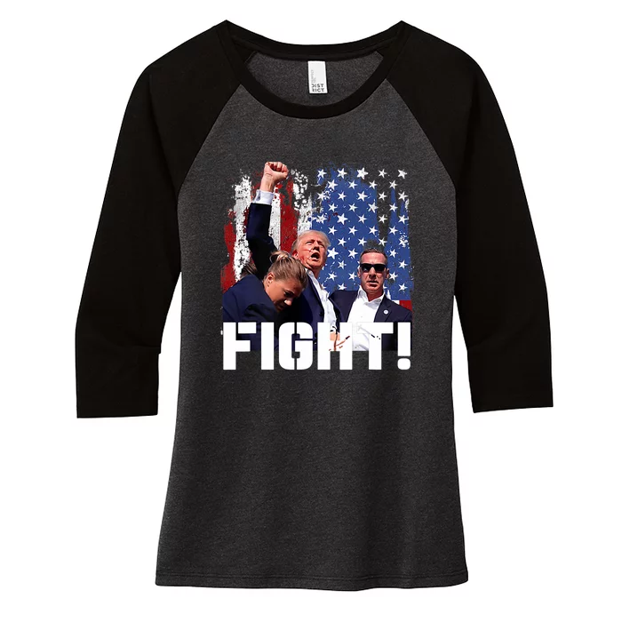 Donald Trump Fist Pump Fight Women's Tri-Blend 3/4-Sleeve Raglan Shirt