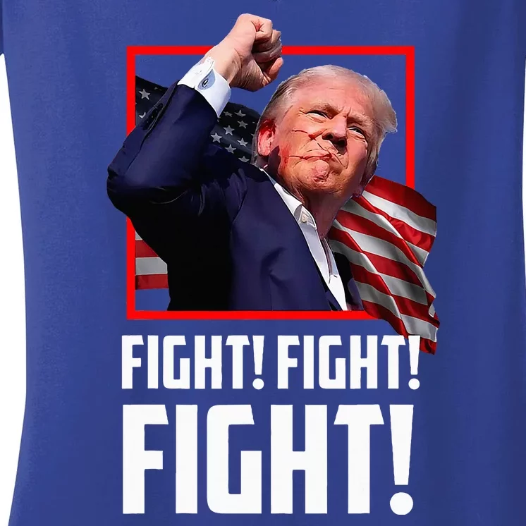 Donald Trump Fight Fighting Fighters Supporters Americans Women's V-Neck T-Shirt