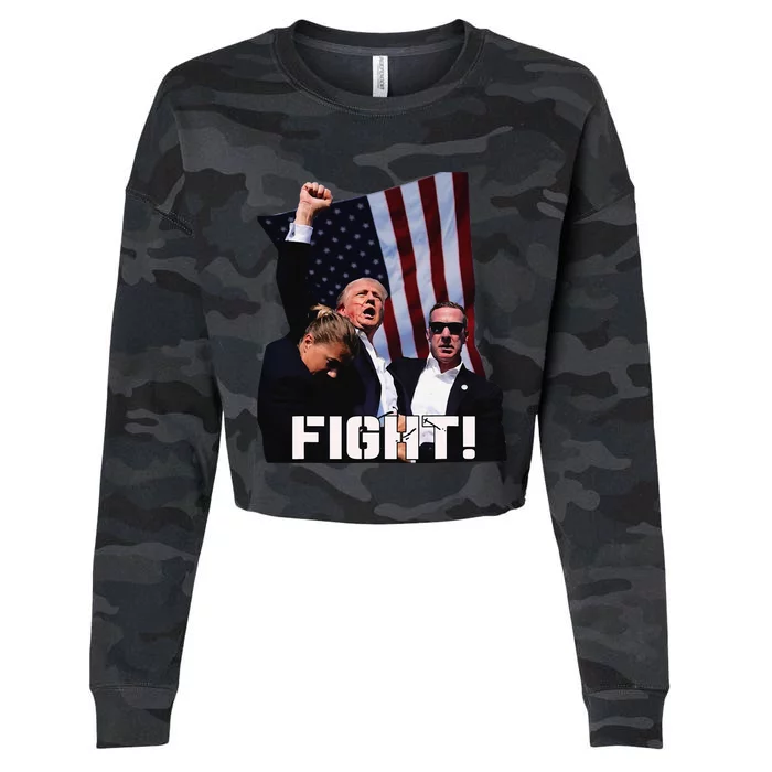 Donald Trump Fight Fighting Fighters Supporters Americans Cropped Pullover Crew