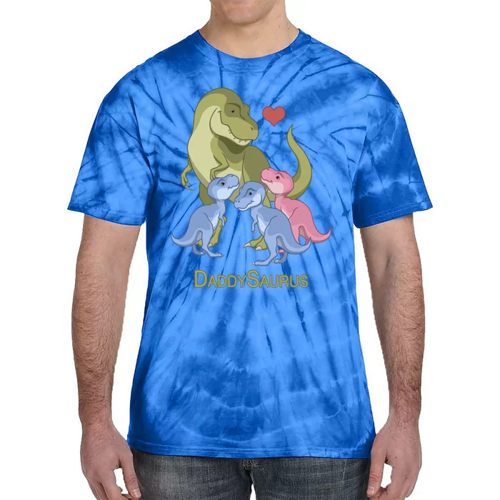 Daddysaurus Trex Father And Dinosaur Cute Gift Tie-Dye T-Shirt