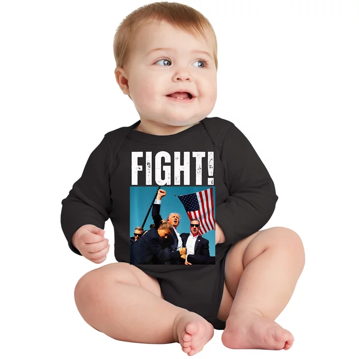 Donald Trump Fight Fist 2024 Premium Baby Long Sleeve Bodysuit