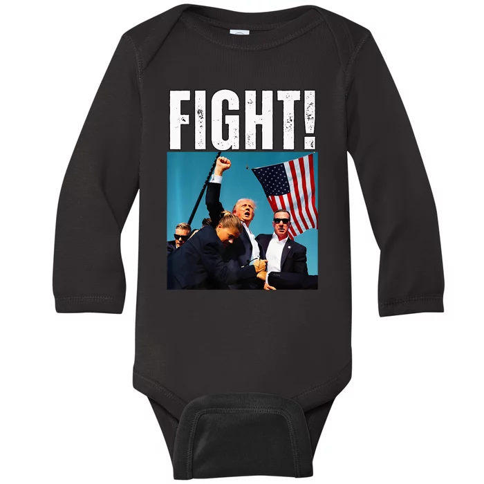 Donald Trump Fight Fist 2024 Premium Baby Long Sleeve Bodysuit