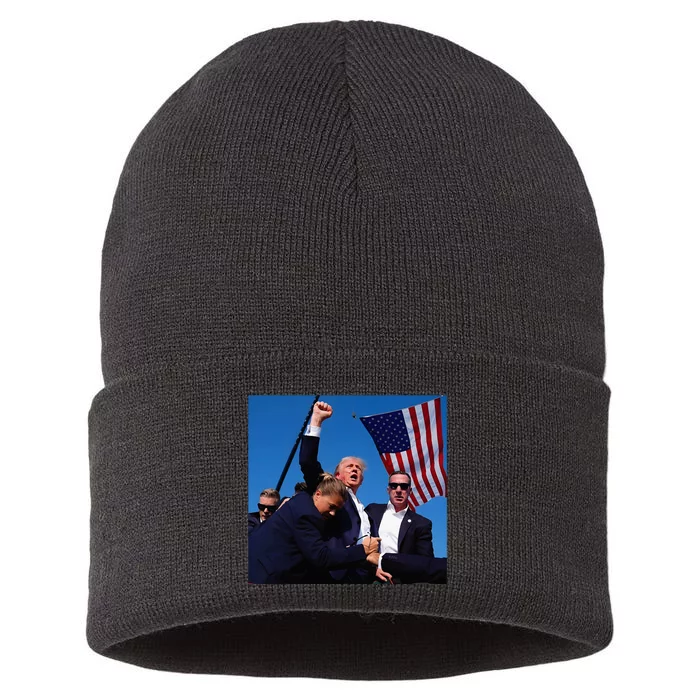 Donald Trump Fight Fist 2024 Sustainable Knit Beanie