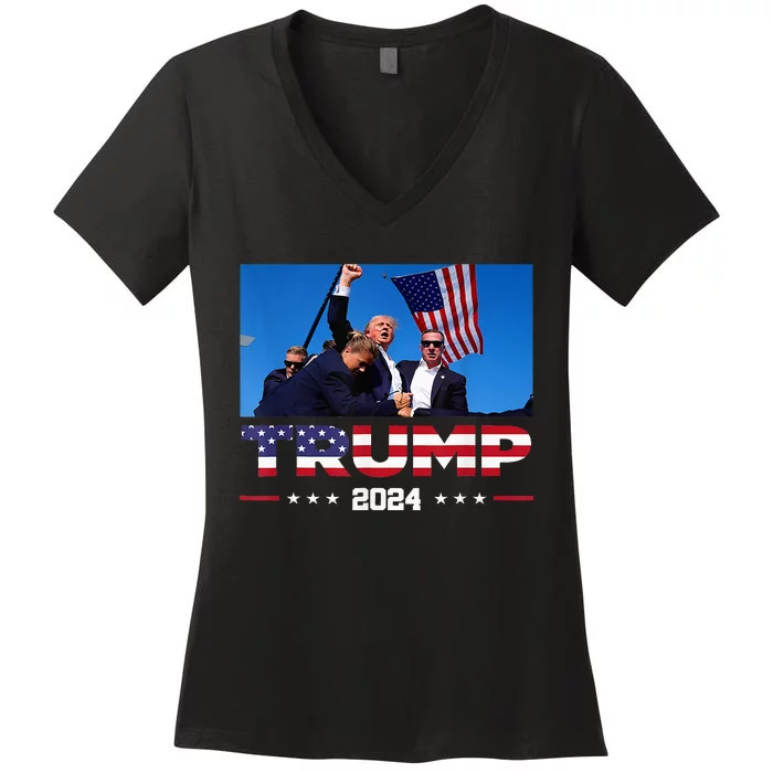 Donald Trump Fist Pump Women's V-Neck T-Shirt