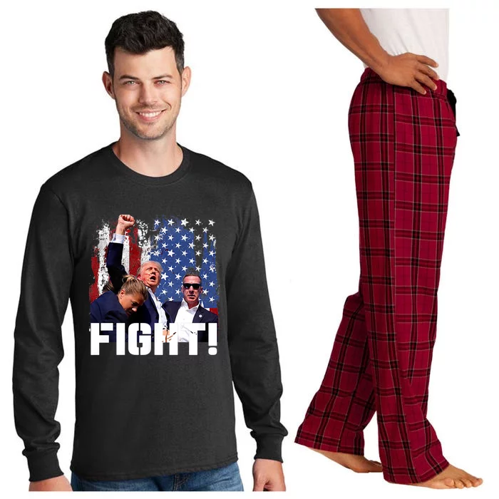 Donald Trump Fist Pump Trump 2024 Fight Long Sleeve Pajama Set