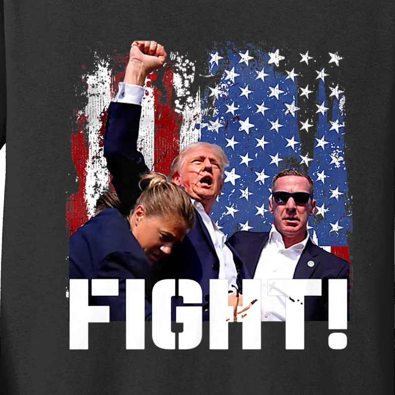 Donald Trump Fist Pump Trump 2024 Fight Kids Long Sleeve Shirt