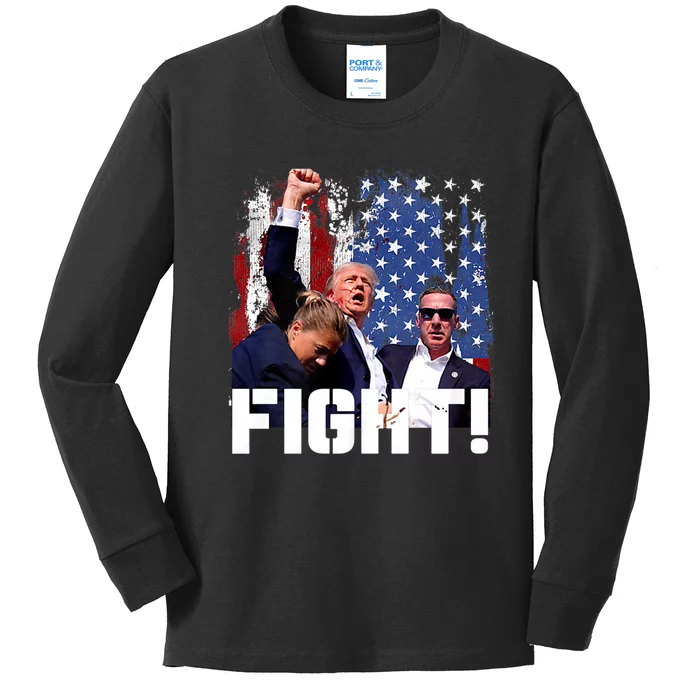 Donald Trump Fist Pump Trump 2024 Fight Kids Long Sleeve Shirt