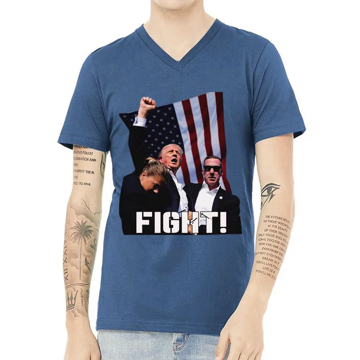 Donald Trump Fight Fighting Fighters Supporters Americans V-Neck T-Shirt