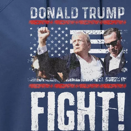 Donald Trump Fist American Flag Trump Fight Performance Fleece Hoodie