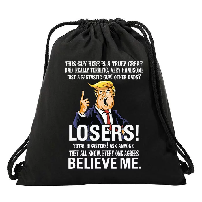 Donald Trump Fathers Day Great Dad Funny Trump 2024 Lovers Drawstring Bag