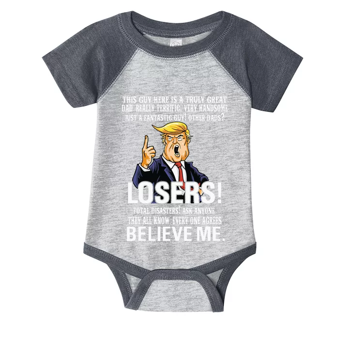 Donald Trump Fathers Day Great Dad Funny Trump 2024 Lovers Infant Baby Jersey Bodysuit